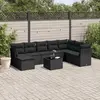 Image de vidaXL Salon de jardin 9 pcs avec coussins noir résine tressée