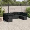 Image de vidaXL Salon de jardin 9 pcs avec coussins noir résine tressée