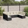 Image de vidaXL Salon de jardin 9 pcs avec coussins noir résine tressée