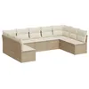 Image de vidaXL Salon de jardin avec coussins 9 pcs beige résine tressée