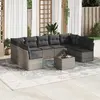 Image de vidaXL Salon de jardin avec coussins 10 pcs gris résine tressée