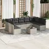 Image de vidaXL Salon de jardin avec coussins 10 pcs gris clair résine tressée