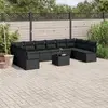 Image de vidaXL Salon de jardin 11 pcs avec coussins noir résine tressée