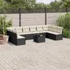 Image de vidaXL Salon de jardin 11 pcs avec coussins noir résine tressée