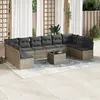 Image de vidaXL Salon de jardin 11 pcs avec coussins gris résine tressée
