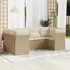 Image de vidaXL Salon de jardin avec coussins 6 pcs beige résine tressée