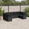 Image de vidaXL Salon de jardin 9 pcs avec coussins noir résine tressée