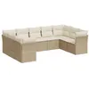 Image de vidaXL Salon de jardin avec coussins 9 pcs beige résine tressée