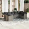 Image de vidaXL Salon de jardin 9 pcs avec coussins gris résine tressée