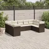 Image de vidaXL Salon de jardin avec coussins 9 pcs marron résine tressée