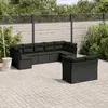 Image de vidaXL Salon de jardin 9 pcs avec coussins noir résine tressée