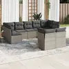 Image de vidaXL Salon de jardin 9 pcs avec coussins gris résine tressée