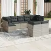 Image de vidaXL Salon de jardin 9 pcs avec coussins gris clair résine tressée