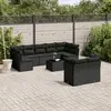 Image de vidaXL Salon de jardin 10 pcs avec coussins noir résine tressée