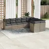 Image de vidaXL Salon de jardin 9 pcs avec coussins gris résine tressée