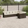 Image de vidaXL Salon de jardin avec coussins 9 pcs marron résine tressée