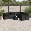 Image de vidaXL Salon de jardin 10 pcs avec coussins noir résine tressée
