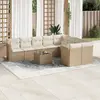Image de vidaXL Salon de jardin avec coussins 10 pcs beige résine tressée