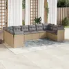 Image de vidaXL Salon de jardin avec coussins 10 pcs beige résine tressée