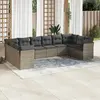 Image de vidaXL Salon de jardin avec coussins 10 pcs gris résine tressée