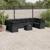 Image de vidaXL Salon de jardin 11 pcs avec coussins noir résine tressée