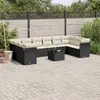 Image de vidaXL Salon de jardin 11 pcs avec coussins noir résine tressée