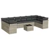 Image de vidaXL Salon de jardin 11 pcs avec coussins gris clair résine tressée