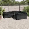 Image de vidaXL Salon de jardin 11 pcs avec coussins noir résine tressée