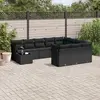 Image de vidaXL Salon de jardin 11 pcs avec coussins noir résine tressée