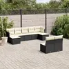 Image de vidaXL Salon de jardin 9 pcs avec coussins noir résine tressée