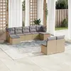Image de vidaXL Salon de jardin avec coussins 9 pcs beige résine tressée