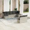Image de vidaXL Salon de jardin 9 pcs avec coussins gris clair résine tressée