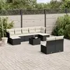 Image de vidaXL Salon de jardin 10 pcs avec coussins noir résine tressée