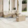 Image de vidaXL Salon de jardin avec coussins 10 pcs beige résine tressée