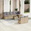 Image de vidaXL Salon de jardin avec coussins 10 pcs beige résine tressée