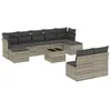 Image de vidaXL Salon de jardin avec coussins 10 pcs gris clair résine tressée