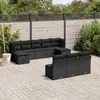 Image de vidaXL Salon de jardin 10 pcs avec coussins noir résine tressée