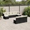 Image de vidaXL Salon de jardin 10 pcs avec coussins noir résine tressée