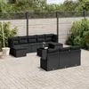 Image de vidaXL Salon de jardin 11 pcs avec coussins noir résine tressée