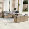 Image de vidaXL Salon de jardin 11 pcs avec coussins beige résine tressée