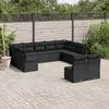 Image de vidaXL Salon de jardin 11 pcs avec coussins noir résine tressée