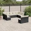 Image de vidaXL Salon de jardin 11 pcs avec coussins noir résine tressée