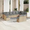 Image de vidaXL Salon de jardin avec coussins 12 pcs beige résine tressée