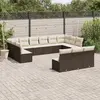 Image de vidaXL Salon de jardin avec coussins 13 pcs marron résine tressée