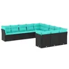 Image de vidaXL Salon de Jardin 11 pcs avec Coussins Noir résine tressée