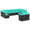 Image de vidaXL Salon de jardin avec coussins 12 pcs noir résine tressée