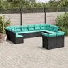 Image de vidaXL Salon de jardin avec coussins 12 pcs noir résine tressée