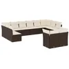 Image de vidaXL Salon de jardin avec coussins 12 pcs marron résine tressée