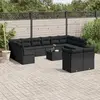 Image de vidaXL Salon de jardin avec coussins 13 pcs noir résine tressée