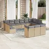 Image de vidaXL Salon de jardin avec coussins 13 pcs beige résine tressée